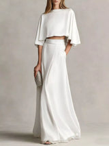 Full Size Satin Crop Top and Maxi Skirt Two-Piece Set Plus Size - Trendsi - Flyclothing LLC