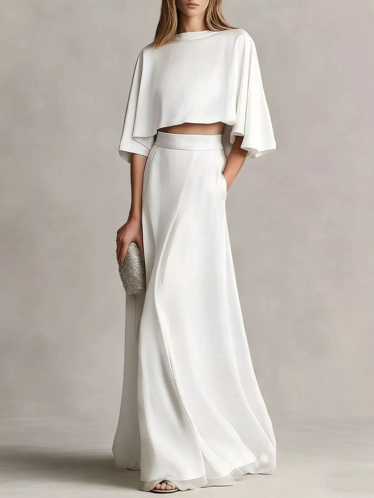 Full Size Satin Crop Top and Maxi Skirt Two-Piece Set Plus Size - Trendsi - Flyclothing LLC