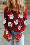 Sequin Santa Round Neck Long Sleeve Blouse - Trendsi - Flyclothing LLC