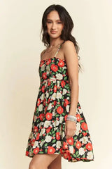 Davi & Dani Floral Scalloped Cutout Back Mini Dress - Trendsi - Flyclothing LLC