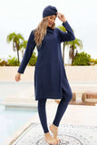Cap, Long Sleeve Hooded Top and Pants Swim Set - Trendsi - Flyclothing LLC