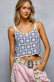 POL Scalloped Edge Cropped Crochet Cami with Granny Square Pattern - Trendsi - Flyclothing LLC
