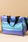 Gradient Quilted Travel Bag with Side Zippers - Trendsi