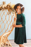Hunter Green Velvet Twirl Dress - Mila & Rose ® - Flyclothing LLC
