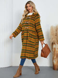 Plaid Long Sleeve Hooded Coat with Pockets - Trendsi - Flyclothing LLC