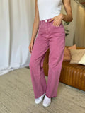 RFM Full Size High Rise Garment Dye Wide Leg  Jeans - Trendsi