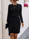 Round Neck Long Sleeve Bodycon Dress - Trendsi - Flyclothing LLC