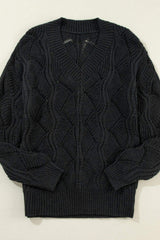 Openwork V-Neck Long Sleeve Sweater - Trendsi - Flyclothing LLC