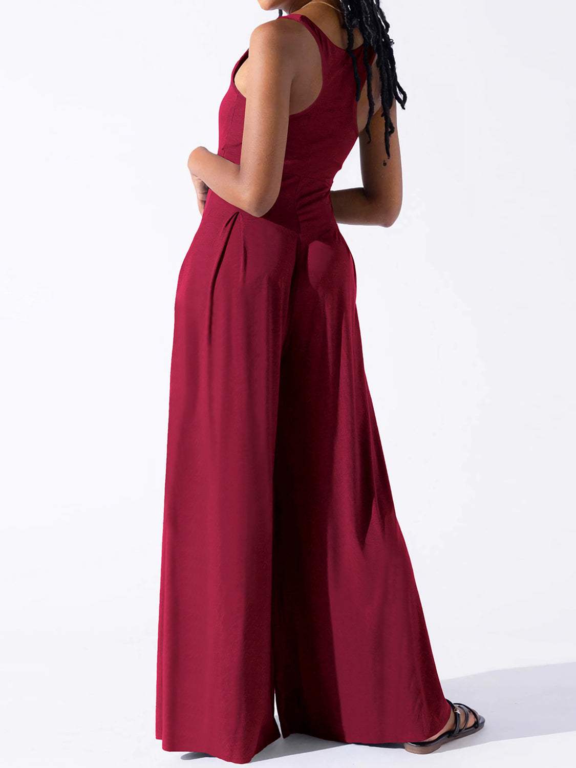 Square Neck Wide Strap Jumpsuit - Trendsi - Flyclothing LLC