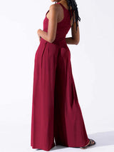 Square Neck Wide Strap Jumpsuit - Trendsi - Flyclothing LLC
