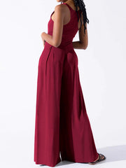 Square Neck Wide Strap Jumpsuit Trendsi