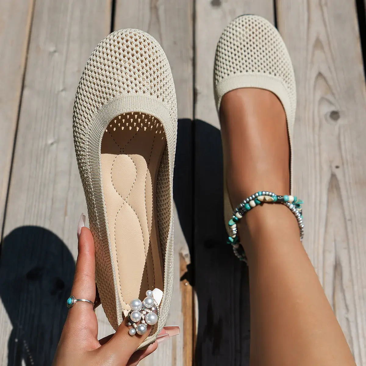 Solid Color Mesh Flat Slip-Ons - Trendsi - Flyclothing LLC