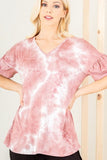 Heimish Full Size Ruffled Sleeve Tie Dye Top Plus Size - Trendsi