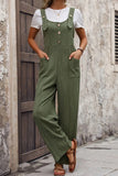 Textured Pocketed Wide Strap Overalls - Trendsi