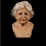 Halloween Granny Mask Latex Headgear Wig Mask