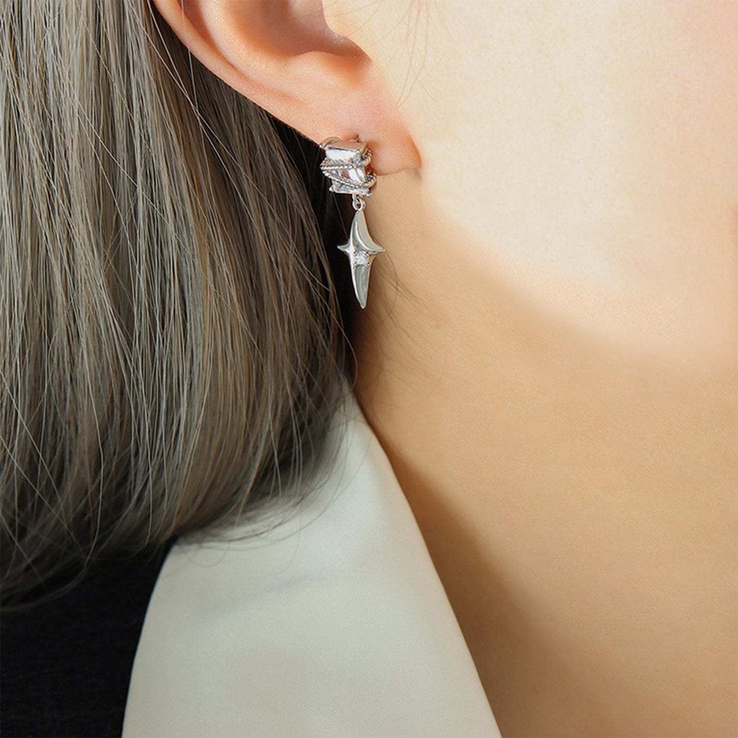 Zircon Copper Geometric Drop Earrings - Trendsi - Flyclothing LLC