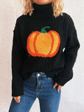 Pumpkin Turtleneck Long Sleeve Sweater - Trendsi - Flyclothing LLC