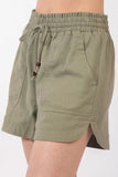 VERY J Drawstring Elastic Waist Linen Shorts - Trendsi