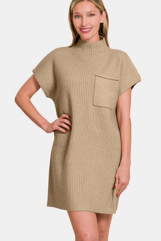 Zenana Short Sleeve Sweater Mini Dress - Trendsi