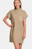 Zenana Short Sleeve Sweater Mini Dress - Trendsi