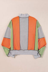 Full Size Exposed Seam Color Block Long Sleeve Sweatshirt - Trendsi - Flyclothing LLC
