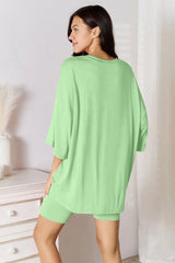 Basic Bae Full Size Soft Rayon Three-Quarter Sleeve Top and Shorts Set - ShopBasicbae - Flyclothing LLC