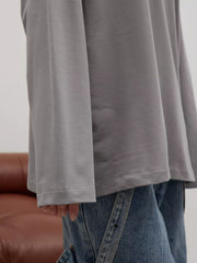 Round Neck Dropped Shoulder Long Sleeve T-Shirt - Trendsi
