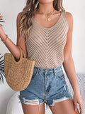 Openwork Scoop Neck Knit Vest - Trendsi