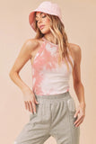 Aemi + Co Ribbed Tie-Dye Round Neck Tank - Trendsi