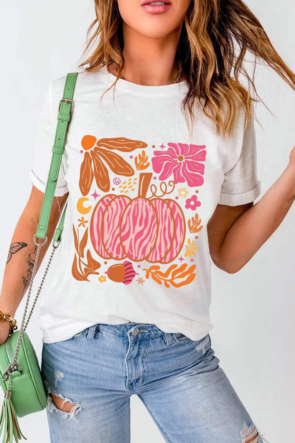 Graphic Round Neck Short Sleeve T-Shirt - Trendsi - Flyclothing LLC