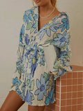 Tied Button Up Long Sleeve Dress - Trendsi - Flyclothing LLC
