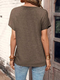 Half Button Short Sleeve Top - Trendsi - Flyclothing LLC