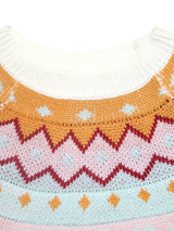 Contrast Round Neck Long Sleeve Sweater - Trendsi - Flyclothing LLC