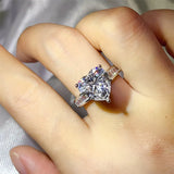 5 Carat Moissanite 925 Sterling Silver Heart Ring - Trendsi - Flyclothing LLC