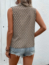 Printed Surplice Sleeveless Top - Trendsi - Flyclothing LLC