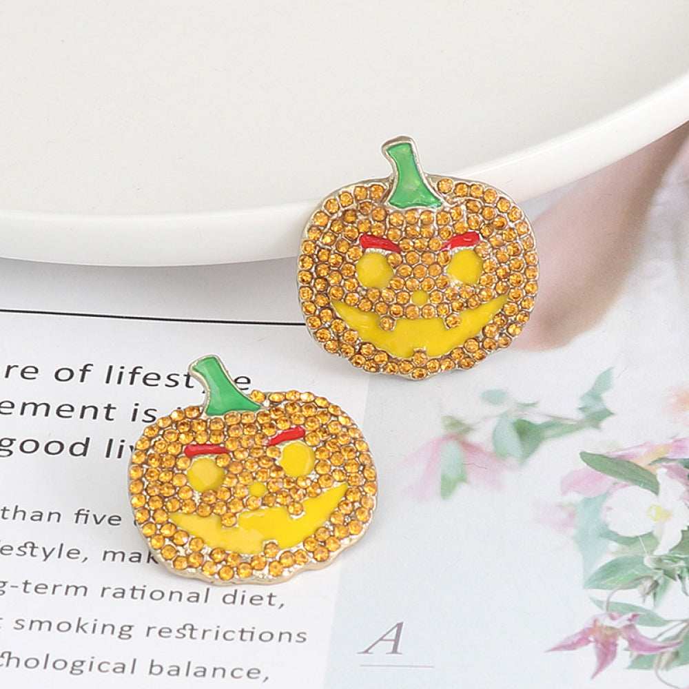 Demon Pumpkin Rhinestone Alloy Earrings - Trendsi - Flyclothing LLC