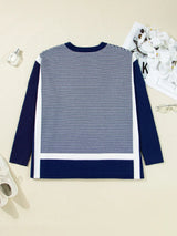 Stripe Dolman Oversize Tunic Sweater - Trendsi - Flyclothing LLC