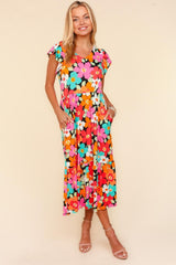 Haptics Floral Midi Dress with Side Pockets - Trendsi