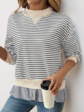 Perfee Faux Layered Striped Long Sleeve Sweatshirt - Trendsi