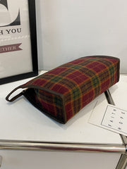 Contrast Plaid Clutch with Zipper - Trendsi