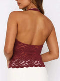 Lace Backless Halter Neck Cami - Trendsi - Flyclothing LLC