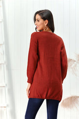 Open Front Long Sleeve Cardigan - Trendsi