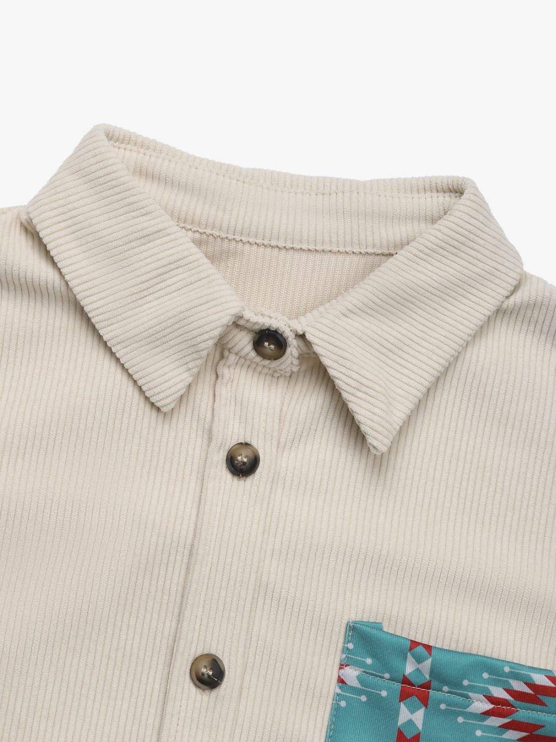Perfee Pocketed Geometric Collared Neck Shacket - Trendsi - Flyclothing LLC