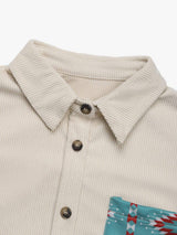 Perfee Pocketed Geometric Collared Neck Shacket - Trendsi - Flyclothing LLC