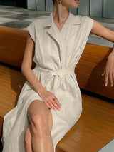 Tie Waist Cap Sleeve Maxi Dress - Trendsi - Flyclothing LLC