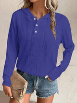 Textured Long Sleeve Hoodie - Trendsi - Flyclothing LLC