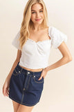 HYFVE Puff Sleeve Sweetheart Neck Top - Trendsi