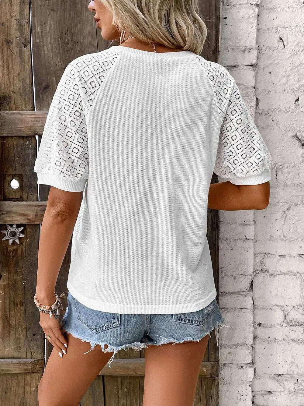 Round Neck Short Sleeve Top - Trendsi - Flyclothing LLC