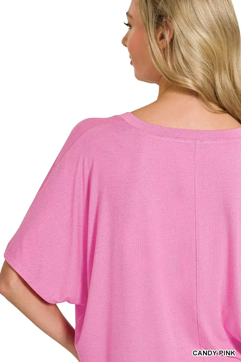 Zenana V-neck Oversized Top & Pants Set - Trendsi - Flyclothing LLC