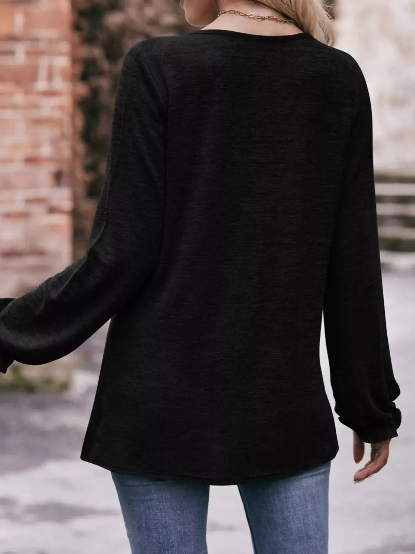 Ruffle Cuff Long Sleeve T-Shirt - Trendsi - Flyclothing LLC